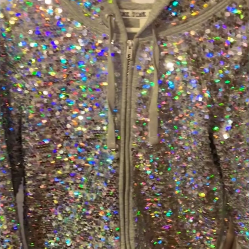 Victoria’s Secret PINK Rare Limited Edition Fashion Show Bling Sequin Zip Hoodie